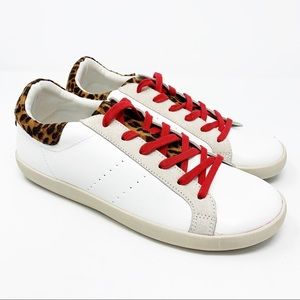 Steve Madden Billboard Leopard Print Red Lace Up Casual Sneakers Size 7.5
